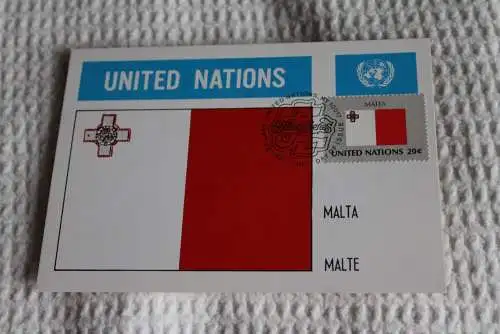 Malta Maximumkarte UNO: Flagge; UNO New York