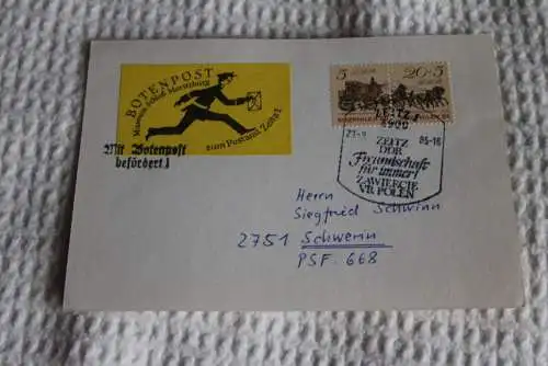 DDR 1985, Botenpost Schloß Moritzburg- Zeitz Postamt 1