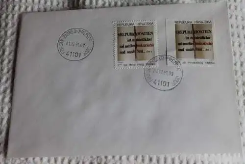 Kroatien 1991; Neue Verfassung; komplette Serie (6 Sprachen) auf FDC; Z14A-Z19A und Z14B - Z19 B