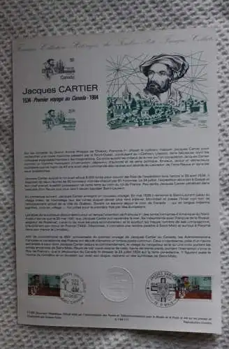 Frankreich; ETB, 1984; Ersttagsblatt: Jacques Cartier;  ETB: 11-84