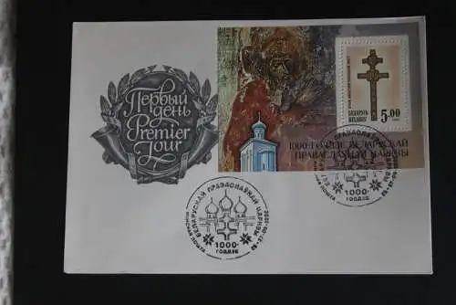 Weißrußland, FDC 1000 Christentum / Kirche in Belarus; MiNr. Block 1