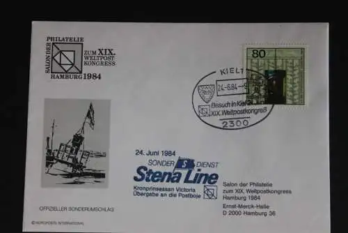 Stena Linie "Kronprinzessin Victoria"; Übergabe an die Postboje, XIX. Weltpostkongress Hamburg 1984