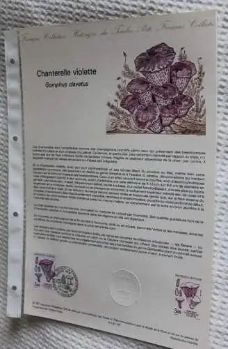 Frankreich; ETB, 1987; Ersttagsblatt: Pilze: Gomphus clavatus; ETB: 31-87