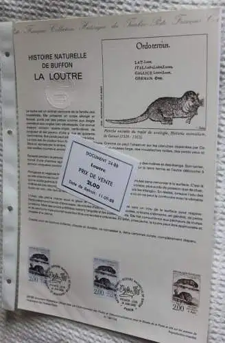 Frankreich; ETB, 1988; Ersttagsblatt: Der Fischotter; La Loutre; ETB: 24-88