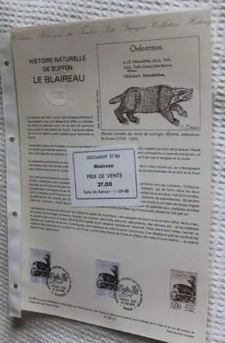 Frankreich; ETB, 1988; Ersttagsblatt: Der Dachs; Le Blaireau; ETB: 27-88