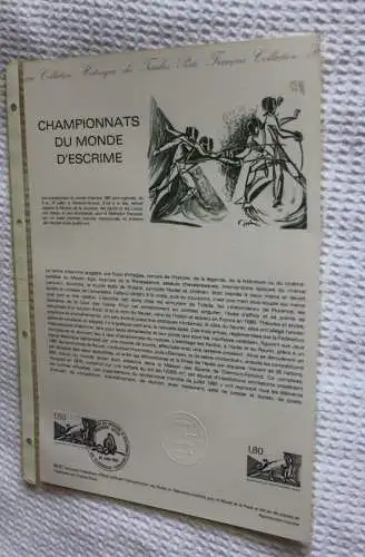 Frankreich; ETB, 1981; Ersttagsblatt: WM im Fechten 1987;  ETB: 28-81