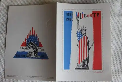 Frankreich; ETB, 1986; Ersttagsblatt: Liberte New York; Freiheitsstatue; ETB: 24-86, Gemeinschaftsausgabe mit USA