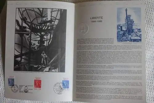 Frankreich; ETB, 1986; Ersttagsblatt: Liberte New York; Freiheitsstatue; ETB: 24-86, Gemeinschaftsausgabe mit USA
