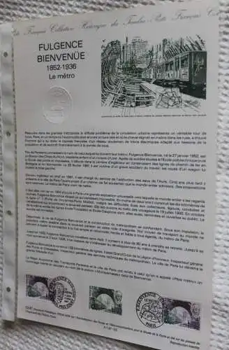 Frankreich; ETB, 1987; Ersttagsblatt: Fulgene Bienvenüe; Le Metro; ETB: 02-87