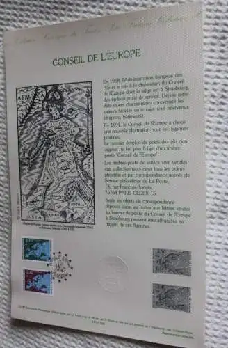 Frankreich; ETB, 1991; Ersttagsblatt: Dienstmarken Europarat; Europakarte, ETB: CE - 91