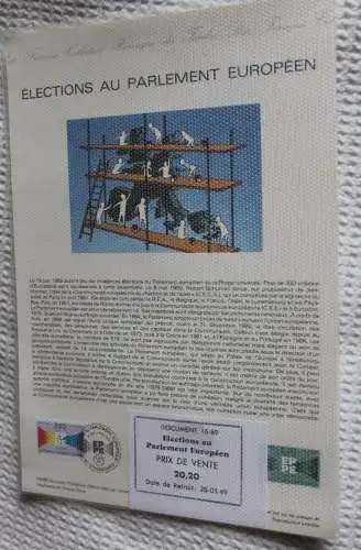 Frankreich; ETB, 1989; Ersttagsblatt: 3. Direktwahl zum Europa-Parlament, ETB: 16-89