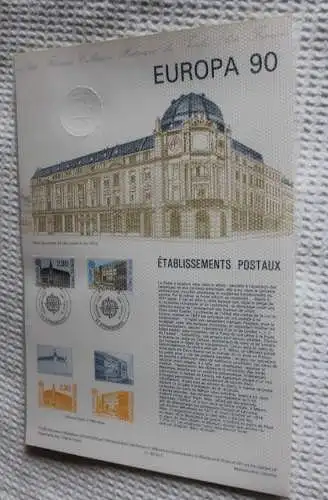 Frankreich; ETB, 1990; Ersttagsblatt: CEPT, EUROPA; POST, Postgebäude, ETB: 13-90