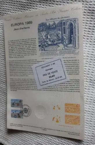 Frankreich; ETB, 1989; Ersttagsblatt: CEPT, EUROPA; ETB: 21-89