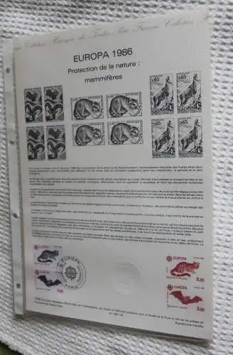Frankreich; ETB, 1986; Ersttagsblatt: CEPT, EUROPA; Tiere; ETB: 18-86