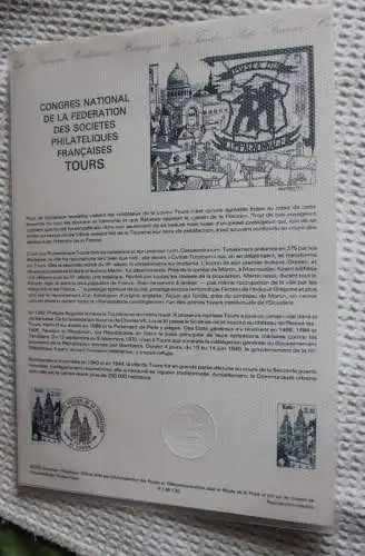 Frankreich; ETB, 1985, Ersttagsblatt: Kongress des Philatelistenverbandes in Tours; ETB: 20-85