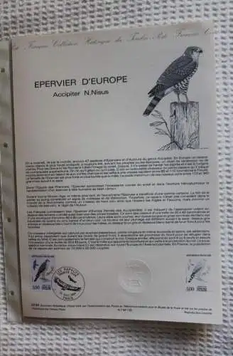Frankreich; ETB, 1984, Ersttagsblatt: Epervier D'Europe; Accipiter N. Nisus; ETB-Nr. 32-84