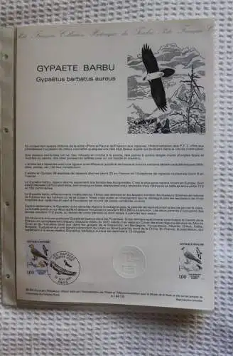 Frankreich; ETB, 1984, Ersttagsblatt: Gypaätus barbatus aureus; Gypaete Barbu; ETB-Nr. 30-84