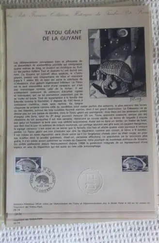Frankreich; ETB, 1974, Ersttagsblatt: Tiere in Guyana: Gürteltier