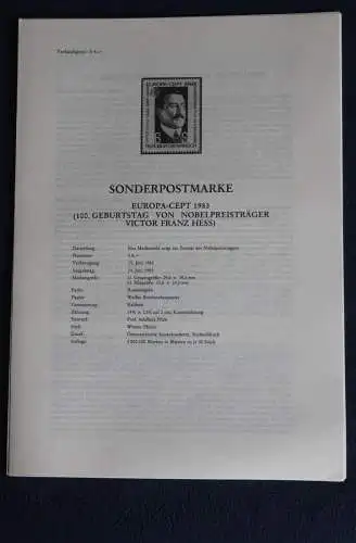 EUROPA - CEPT 1983; 24.6.1983; Legende; Erläuterungsblatt