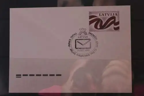 Latvija, Ganzsache Fahne 1990, Ersttagssonderstempel