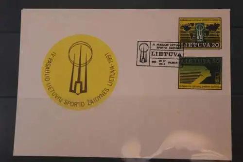 Lietuva 1991, Kompl. Satz Sporto, Ersttagsstempel