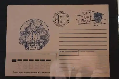Eesti 1991, Ganzsache mit Stempelzudruck 10 kop.; Ersttagsstempel