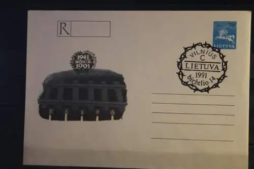 Lietuva 1991, Ganzsache, R-Ganzsache Ersttagsstempel