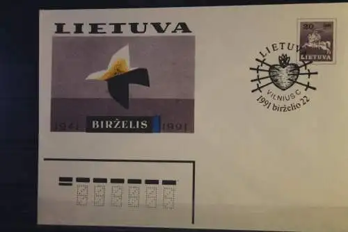 Lietuva 1991, Ganzsache, Ersttagsstempel
