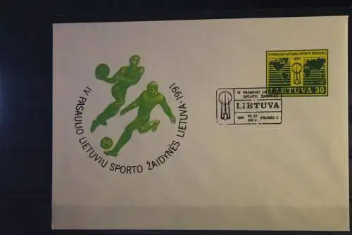 Lietuva 1991, Ganzsache, Sporto; Ersttagsstempel