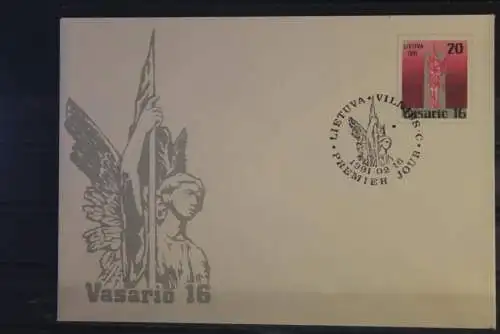 Lietuva 1991, Ganzsache Vasario 16, Ersttagsstempel