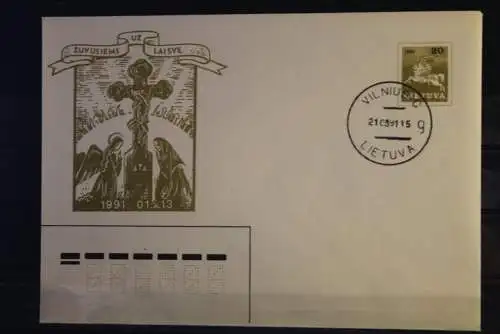 Lietuva 1991, Ganzsache mit Ersttagsstempel