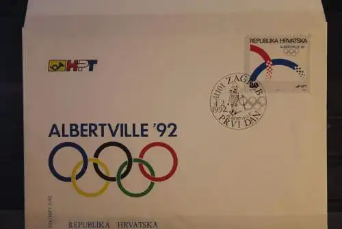 Kroatien 1992, Olympische Winterspiele Albertville;  MiNr. 188; FDC