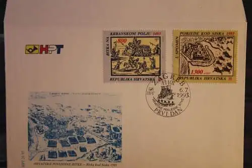 Kroatien 1993, Historische Schlachten; MiNr. 248-49, FDC