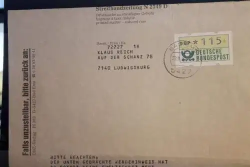 Deutsche Bundespost; Streifbandzeitung DBZ 1983, ATM 115 Pfennig