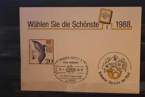 Wählen Sie die Schönste 1988; Stempelkarte der Post; Minden