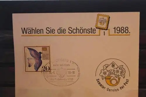 Wählen Sie die Schönste 1988; Stempelkarte der Post; Backnang