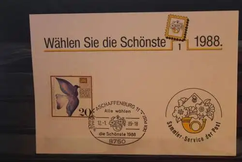 Wählen Sie die Schönste 1988; Stempelkarte der Post; Aschaffenburg