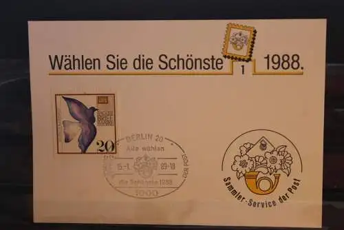 Wählen Sie die Schönste 1988; Stempelkarte der Post; Berlin