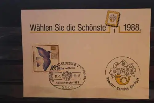 Wählen Sie die Schönste 1988; Stempelkarte der Post; Bad Oldesloe