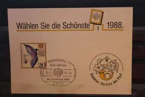 Wählen Sie die Schönste 1988; Stempelkarte der Post; Rendsburg