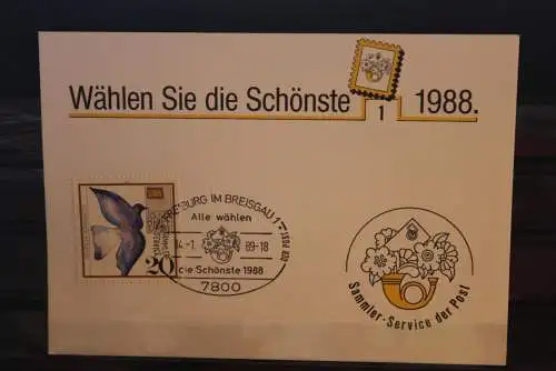 Wählen Sie die Schönste 1988; Stempelkarte der Post; Freiburg im Brg.