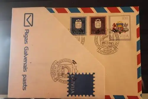 Latvija 1991; Set von 4 FDC Wappen