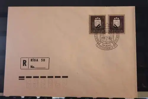 Latvija 1991; Set von 4 FDC Wappen