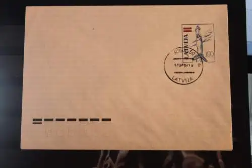 Latvija 1992, Ganzsache, 3 Ganzsachen zu 100, 300, 500; gebraucht