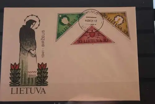 Lietuva; Birzelis 1941, 1991, MiNr. 477-79 auf FDC