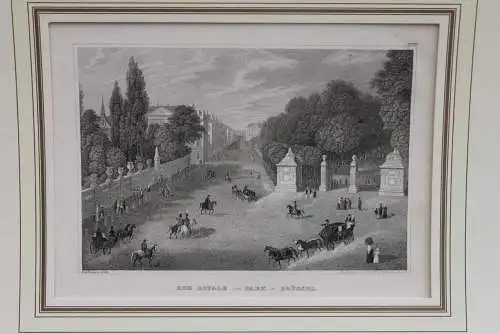 Stahlstich des BI Hildburghausen: Rue Royale und Park, Brüssel, ca. 1837