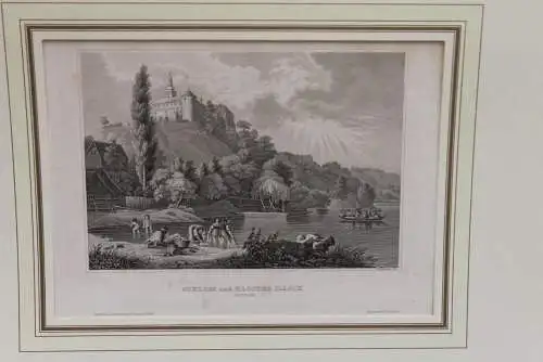 Stahlstich des BI Hildburghausen: Ungarn, Schloss und Kloster Illock, ca. 1837