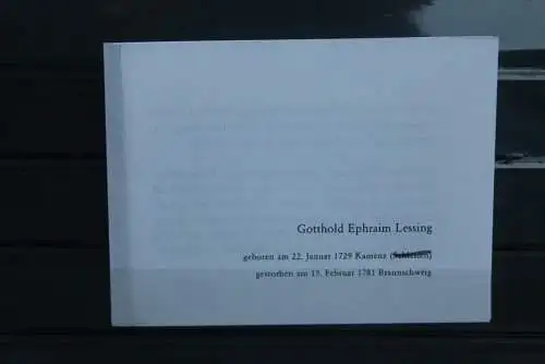 Folder; Information zur Münze "Lessing"; Münzen-Beschreibung