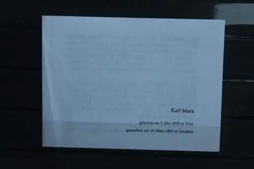 Folder; Information zur Münze "Karl Marx"; Münzen-Beschreibung