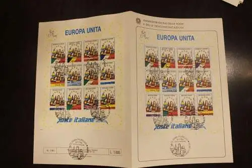 Italien 1993; Ministerblatt 20 Jahre Vereintes Europa; MiNr. 2254-2265; Ersttagsblatt